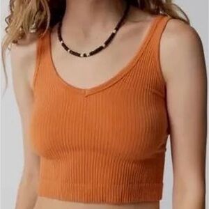 Urban Outfitters Orange Ribbed Crop Top